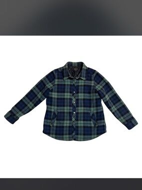 Vintage Pendleton green and blue plaid wool button up barn jacket